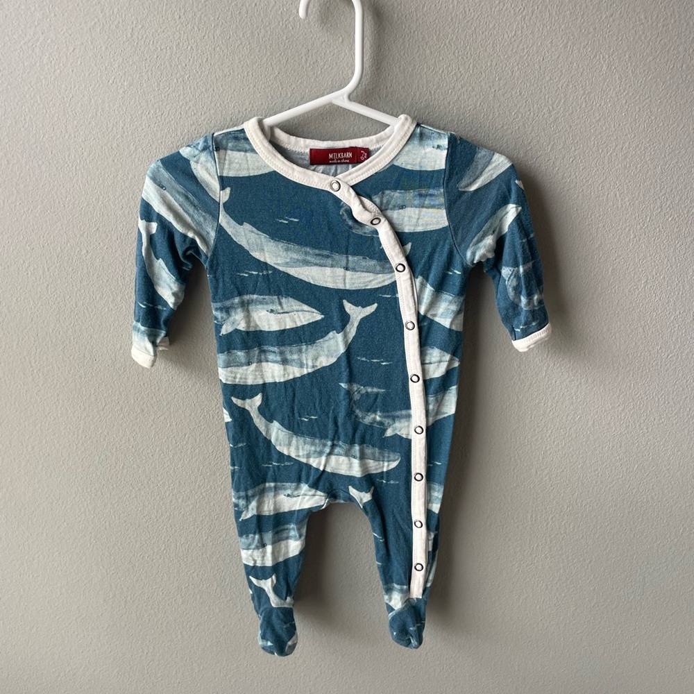MILKBARN Blue Whale Snap Footed Romper Sleeper